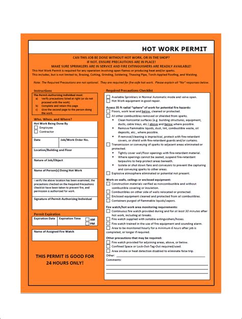 hot work policy template